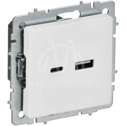 Розетка BRITE РЮ11-1-БрАБ 18Вт USB A+C механизм арктич. бел. IEK BR-U22-018-K91
