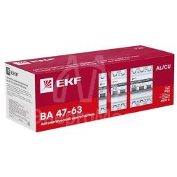 Выключатель автоматический модульный 2п D 63А 4.5кА ВА 47-63 PROxima EKF mcb4763-2-63D-pro