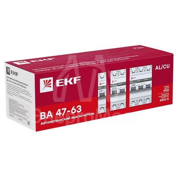 Выключатель автоматический модульный 2п D 63А 4.5кА ВА 47-63 PROxima EKF mcb4763-2-63D-pro