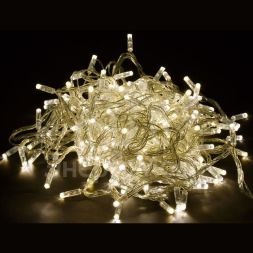 Гирлянда &amp;quot;Нить&amp;quot; 20м 200LED тепл. бел. IP44 провод прозр. 230В с контроллером 8 режимов IEK LGDU111-1-200-20-T-S-44
