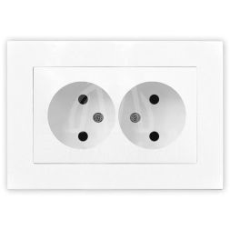 Розетка 2-м СП Афина 16А IP20 без заземл. в сборе бел. Universal A0102