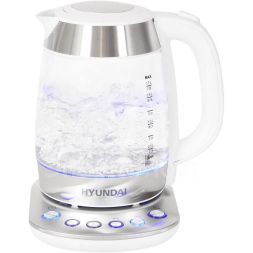 Чайник HYK-G4033 1.7л. 2200Вт (стекло) бел./серебр. HYUNDAI 1430083