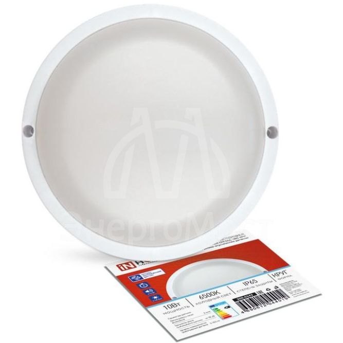 Светильник светодиодный герметичный СПП ОАД-1065-КРУГ 10Вт 6500К 900лм IP65 140мм с оптико-акустическим датчиком IN HOME 4690612044019
