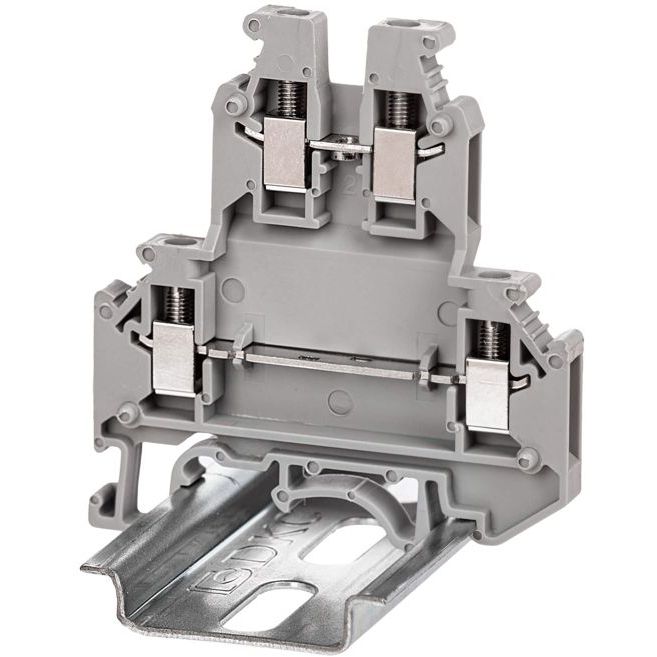 Клемма двухуровневая винтовой зажим 4 точки подключения 2.5кв.мм сер. DKC KRUK-3