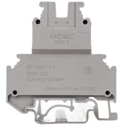 Клемма двухуровневая винтовой зажим 4 точки подключения 2.5кв.мм сер. DKC KRUK-3