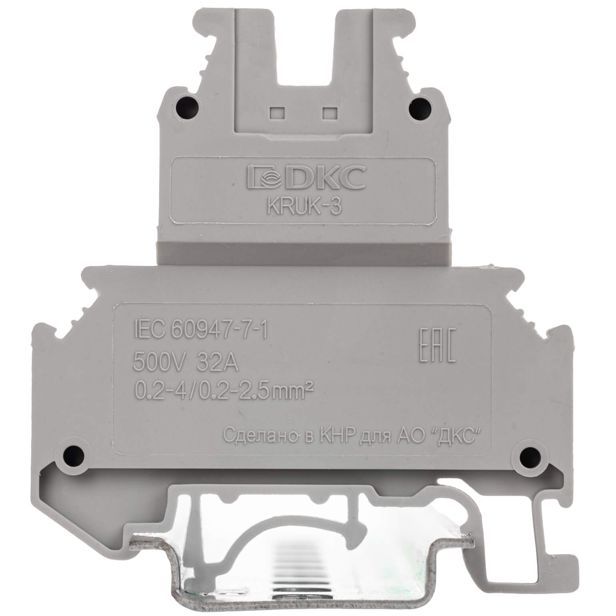 Клемма двухуровневая винтовой зажим 4 точки подключения 2.5кв.мм сер. DKC KRUK-3