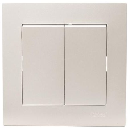 Выключатель 2-кл. СП Vesna механизм жемчуж./бел. перламутр. LEZARD 742-3088-101