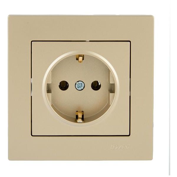 Розетка VESNA с заземл. ПБТ зол. LEZARD 742-3688-122B