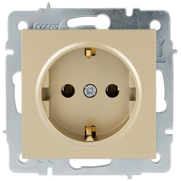 Розетка VESNA с заземл. ПБТ зол. LEZARD 742-3688-122B