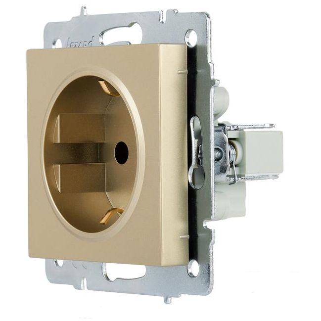 Розетка VESNA с заземл. ПБТ зол. LEZARD 742-3688-122B