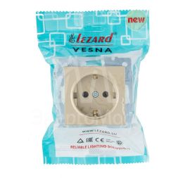 Розетка VESNA с заземл. ПБТ зол. LEZARD 742-3688-122B