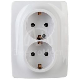 Розетка 2-м СП Эра12 12-2106-01 16А IP20 16AX 250В 2х2P+E Schuko бел. Эра Б0031228