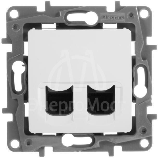 Механизм розетки комп. СП Etika RJ45 + RJ45 CAT.5E UTP бел. Leg 672255