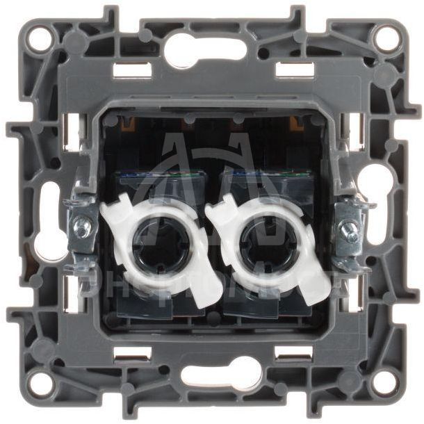 Механизм розетки комп. СП Etika RJ45 + RJ45 CAT.5E UTP бел. Leg 672255