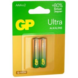 Элемент питания алкалиновый AAA/LR03 1.5В Ultra Alkaline G-Tech 24AUA21-2CRSBC2 20/160 (блист.2шт) GP 1232