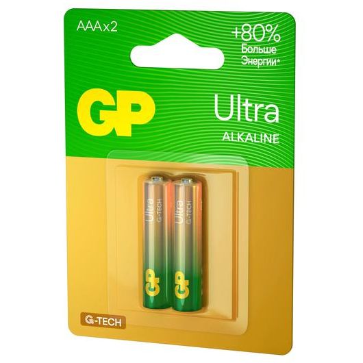 Элемент питания алкалиновый AAA/LR03 1.5В Ultra Alkaline G-Tech 24AUA21-2CRSBC2 20/160 (блист.2шт) GP 1232