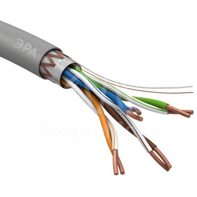 Кабель витая пара SF/UTP 4х2х24 AWG Cat5e CU PVC (уп.305м) ЭРА Б0044691