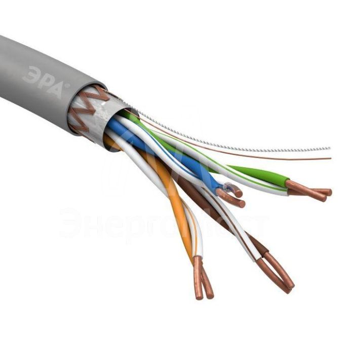 Кабель витая пара SF/UTP 4х2х24 AWG Cat5e CU PVC (уп.305м) ЭРА Б0044691