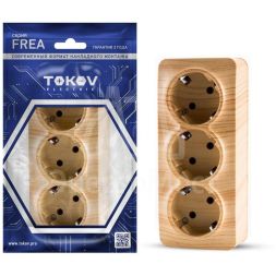 Розетка 3-м ОП Frea 16А IP20 250В с заземл. АБС-пластик сосна TOKOV ELECTRIC TKE-FR-R3Z-C25