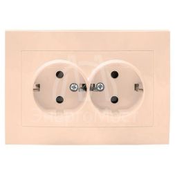 Розетка 2-м СП Валенсия 16А IP20 с заземл. защ. шторки крем. PROxima EKF EWR16-128-20
