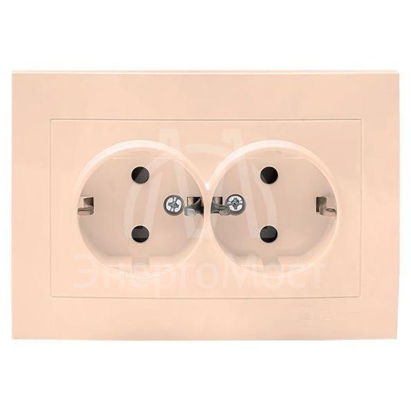 Розетка 2-м СП Валенсия 16А IP20 с заземл. защ. шторки крем. PROxima EKF EWR16-128-20