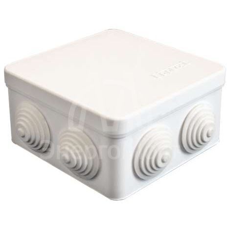 Коробка распределительная ОП 105х105х56мм IP54 7 выходов 4 гермоввода крышка защелкивающаяся бел. Epplast 100011