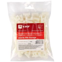 Площадка под хомуты (22х16) с монтажным отверстием М4 бел. (уп.100шт) PROxima EKF pmo-22-16-w