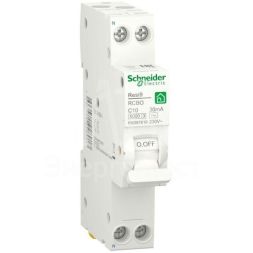 Выключатель автоматический дифференциального тока (ДИФ) RESI9 1P+N С 10А 6000А 30мА 18мм тип AC SchE R9D87610