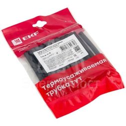 Набор трубок термоусадочных ТУТк клеевые 6/2 нг черн. по 100мм (уп.20шт) PROxima EKF tut-k-n-6