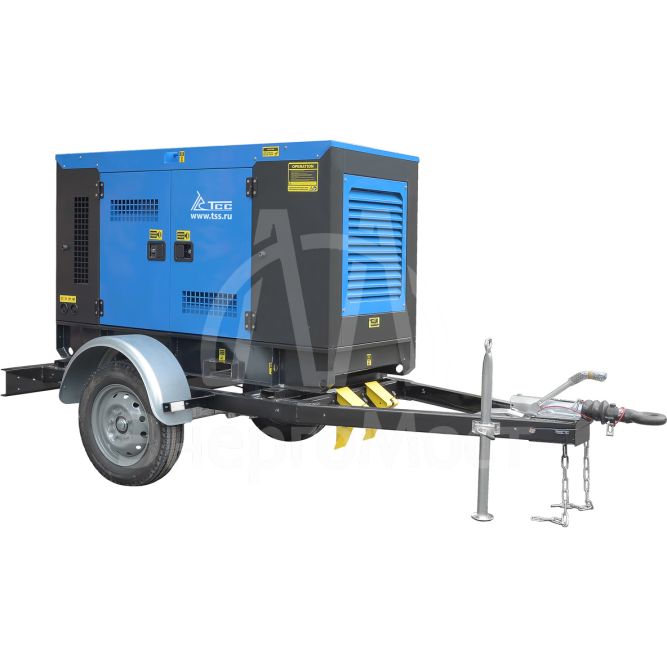 Дизельный генератор ТСС ЭД-12-230-1РКМ5 в шумозащитном кожухе на шасси