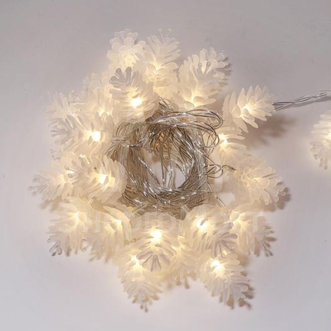 Гирлянда светодиодная &amp;quot;Шишки&amp;quot; 5м 30LED тепл. бел. провод прозр. с контроллером Neon-Night 303-069