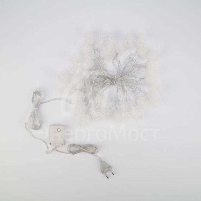 Гирлянда светодиодная &amp;quot;Шишки&amp;quot; 5м 30LED тепл. бел. провод прозр. с контроллером Neon-Night 303-069