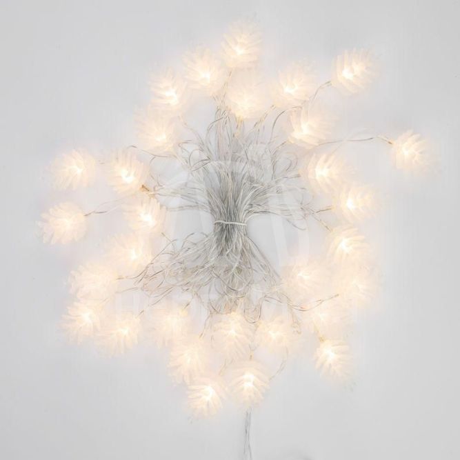 Гирлянда светодиодная &amp;quot;Шишки&amp;quot; 5м 30LED тепл. бел. провод прозр. с контроллером Neon-Night 303-069