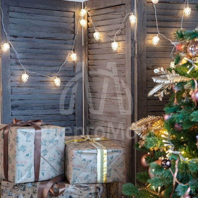 Гирлянда светодиодная &amp;quot;Шишки&amp;quot; 5м 30LED тепл. бел. провод прозр. с контроллером Neon-Night 303-069