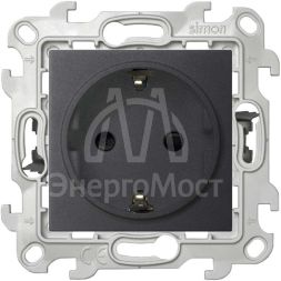 Механизм розетки 2К+З с защ. шторками Push&amp;amp;Go Simon24 графит 2420432-038
