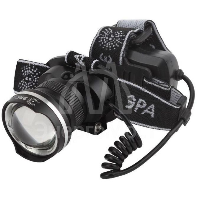 Фонарь аккумуляторный налобный GA-806 CREE 5Вт регулир. фокус литиевый аккум. 2.5А.ч алюм. USB пластик. (кор.) Эра Б0039626