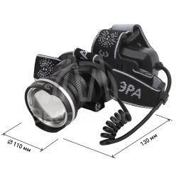 Фонарь аккумуляторный налобный GA-806 CREE 5Вт регулир. фокус литиевый аккум. 2.5А.ч алюм. USB пластик. (кор.) Эра Б0039626