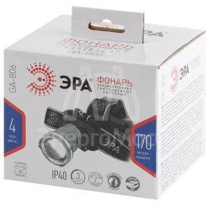Фонарь аккумуляторный налобный GA-806 CREE 5Вт регулир. фокус литиевый аккум. 2.5А.ч алюм. USB пластик. (кор.) Эра Б0039626