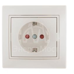 Розетка 1-м СП Мира защ. шторки с заземл. жемчуж. бел. перламутр LEZARD 701-3030-124