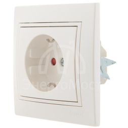 Розетка 1-м СП Мира защ. шторки с заземл. жемчуж. бел. перламутр LEZARD 701-3030-124