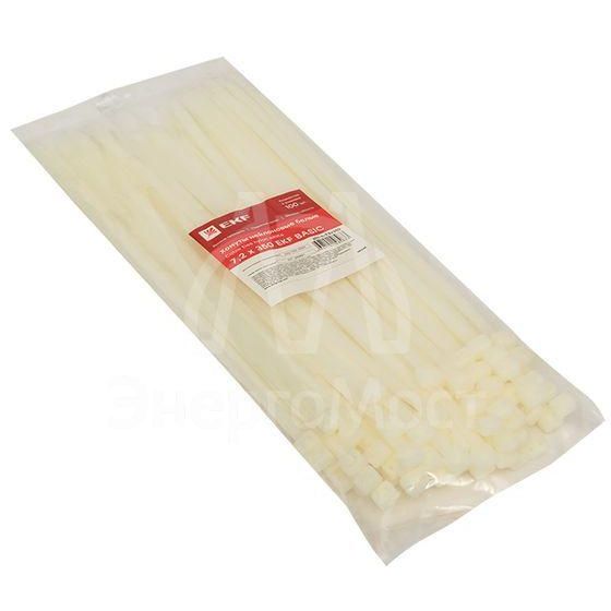 Хомут кабельный 7.2х350 нейл. бел. (уп.100шт) EKF plc-c-7.2x350