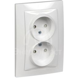 Розетка 2-м СП Unica 16А IP20 защ. шторки без заземл. бел. SchE MGU23.063.18D