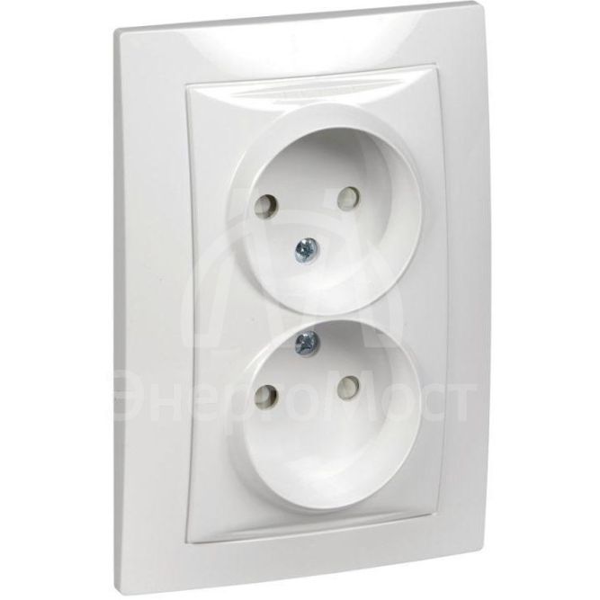 Розетка 2-м СП Unica 16А IP20 защ. шторки без заземл. бел. SchE MGU23.063.18D