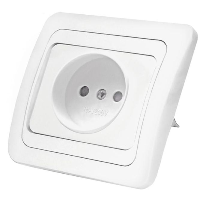 Розетка 1-м СП Валери 16А IP20 защ. шторки бел. Universal В0022x