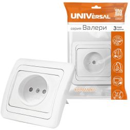 Розетка 1-м СП Валери 16А IP20 защ. шторки бел. Universal В0022x