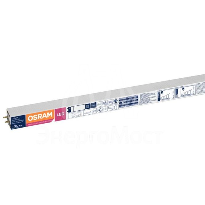 Лампа светодиодная SubstiTUBE Basic T8 18W/865 (замена 36Вт) 18Вт трубчатая стекл. 6500К хол. бел. G13 1600лм 220-240В 1200мм двухсторон. прям. вкл. OSRAM 4058075377561