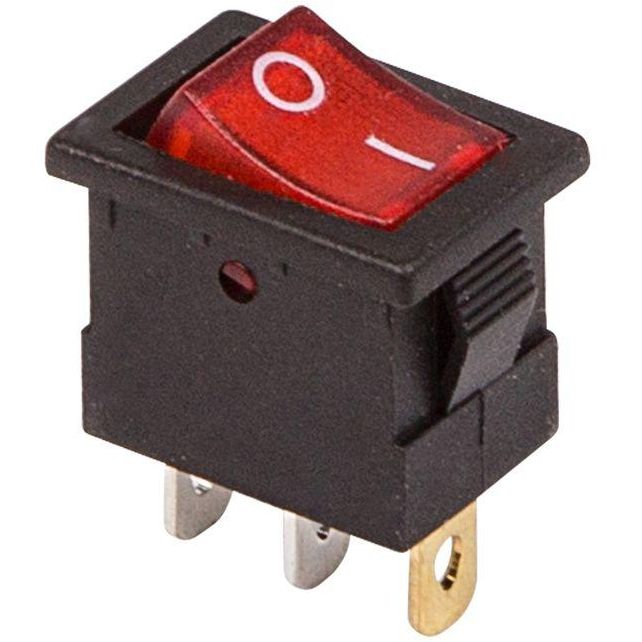 Выключатель клавишный 12В 15А (3с) ON-OFF красн. с подсветкой Mini (RWB-206-1; SC-768) Rexant 36-2170