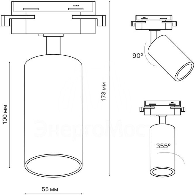 Светильник трековый ARTLINE поворотный 55х55х100мм GU10 230В алюм. 4кв.м зол. Ritter 59878 1