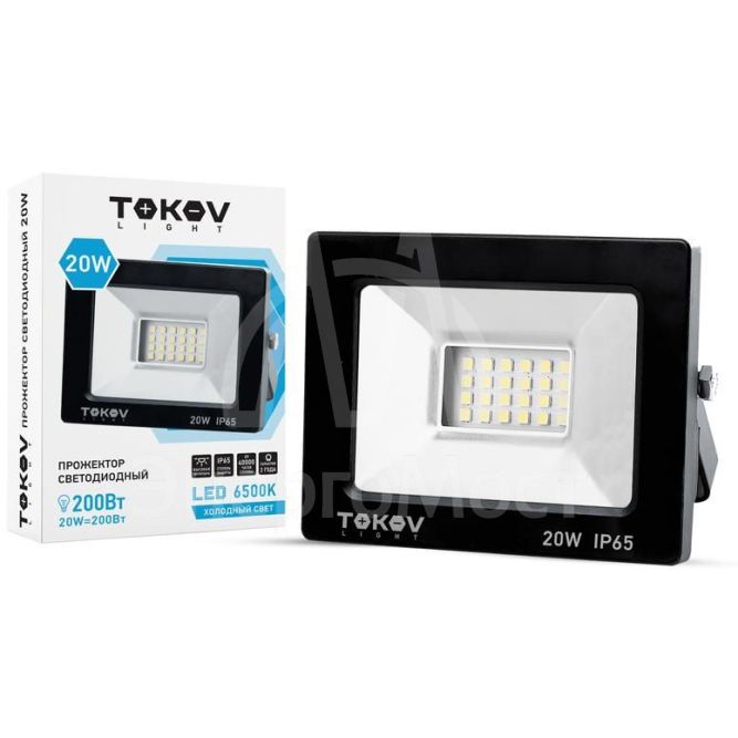 Прожектор светодиодный 20Вт 1300лм 6500К IP65 черн. TOKOV LIGHT TKL-FL/LED-20-6.5K-IP65