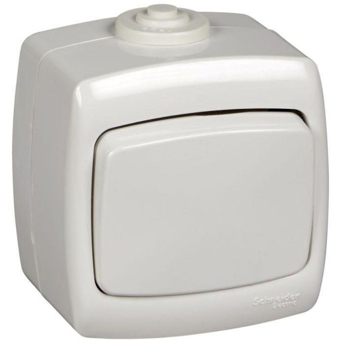 Переключатель 1-кл. ОП Рондо 6А IP44 250В бел. SchE VA66-102B-BI